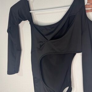Black Asymmetrical Bodysuit